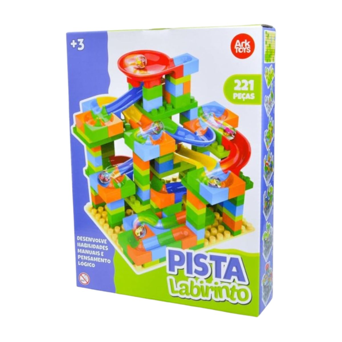 Pista De Corrida Labirinto Rola Bola 221 Peças - Ark Toys Pista De Corrida Labirinto Rola Bola 221 Peças - Ark Toys